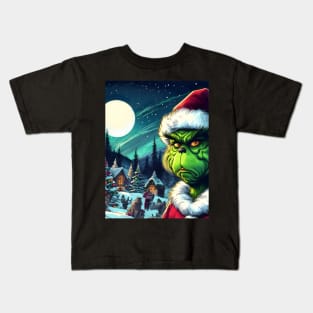 Whimsical Holidays: Grinch-Inspired Artwork and Festive Delights Kids T-Shirt